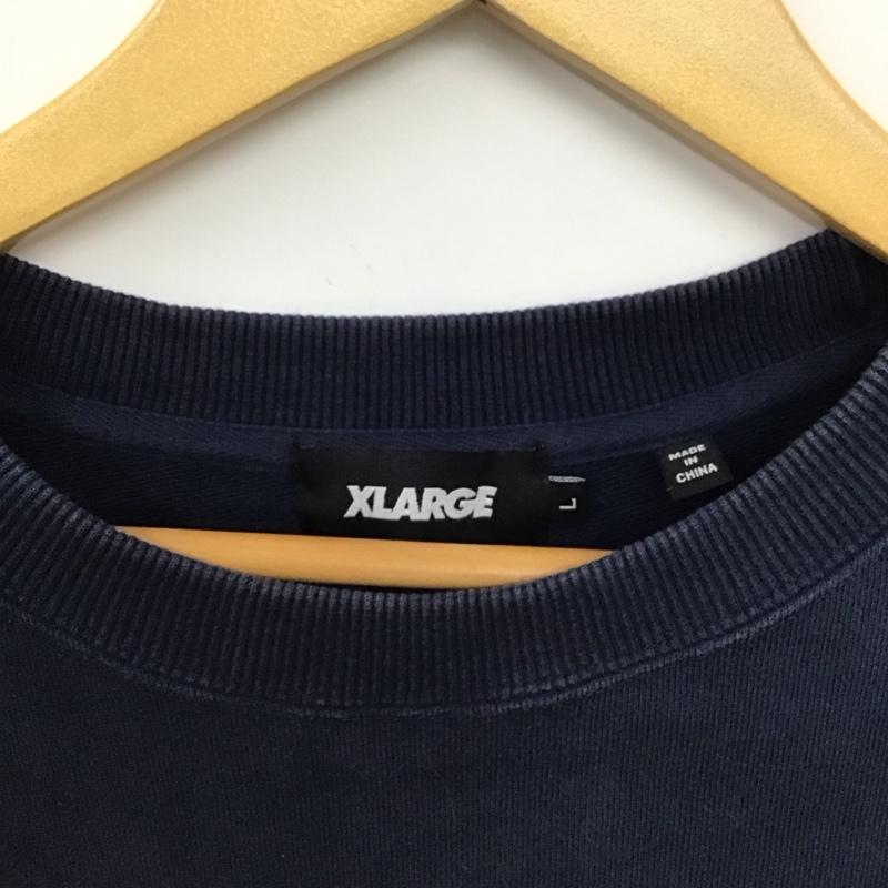 エクストララージ XLARGE トレーナー 長袖 長袖トレーナー スウェット クルーネック プルオーバー L ロゴ、文字 紺 / ネイビー / navy メンズ USED 古着 中古 10152377