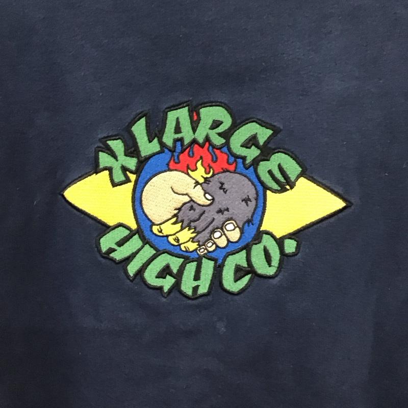 エクストララージ XLARGE トレーナー 長袖 長袖トレーナー スウェット クルーネック プルオーバー L ロゴ、文字 紺 / ネイビー / navy メンズ USED 古着 中古 10152377