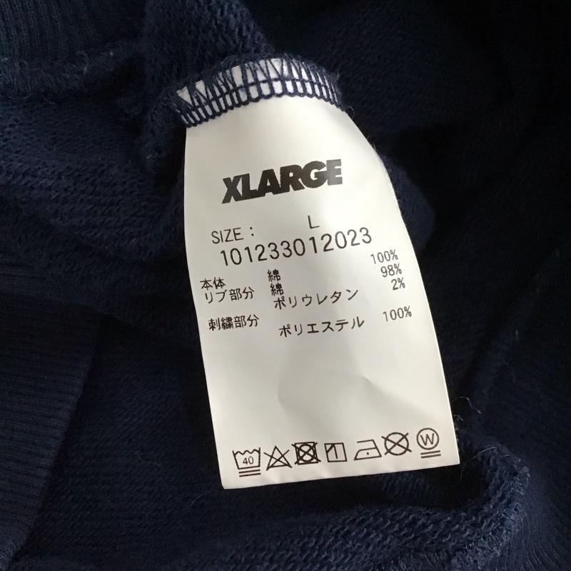 エクストララージ XLARGE トレーナー 長袖 長袖トレーナー スウェット クルーネック プルオーバー L ロゴ、文字 紺 / ネイビー / navy メンズ USED 古着 中古 10152377