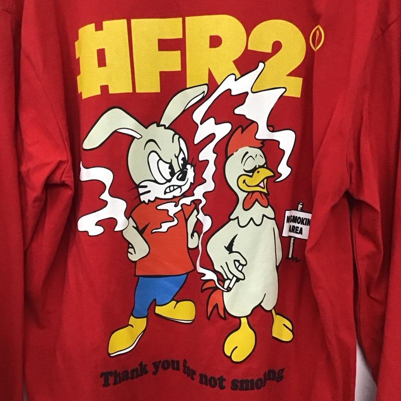 エフアールツー FR2 カットソー 長袖 長袖カットソー プリントカットソー クルーネック L ロゴ、文字 赤 / レッド / red メンズ USED 古着 中古 10152384