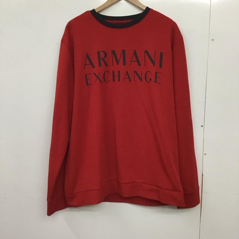 アルマーニエクスチェンジ ARMANI EXCHANGE トレーナー 長袖 長袖トレーナー スウェット クルーネック プルオーバー XL ロゴ、文字 赤 / レッド / red メンズ USED 古着 中古 10152388