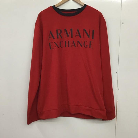 アルマーニエクスチェンジ ARMANI EXCHANGE トレーナー 長袖 長袖トレーナー スウェット クルーネック プルオーバー XL ロゴ、文字 赤 / レッド / red メンズ USED 古着 中古 10152388