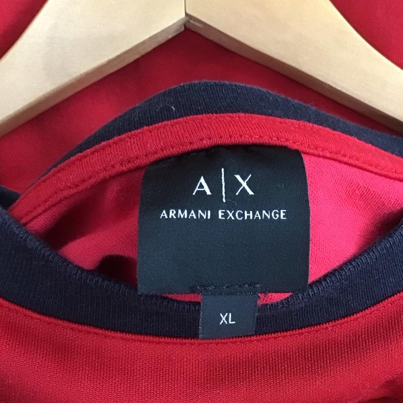 アルマーニエクスチェンジ ARMANI EXCHANGE トレーナー 長袖 長袖トレーナー スウェット クルーネック プルオーバー XL ロゴ、文字 赤 / レッド / red メンズ USED 古着 中古 10152388