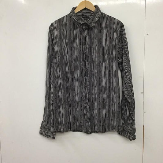 キョウジ マルヤマ kyoji maruyama シャツ、ブラウス 長袖 長袖シャツ ストライプシャツ カラーシャツ 3 ストライプ 黒 / ブラック / black X 灰 / グレー / gray メンズ USED 古着 中古 10152389
