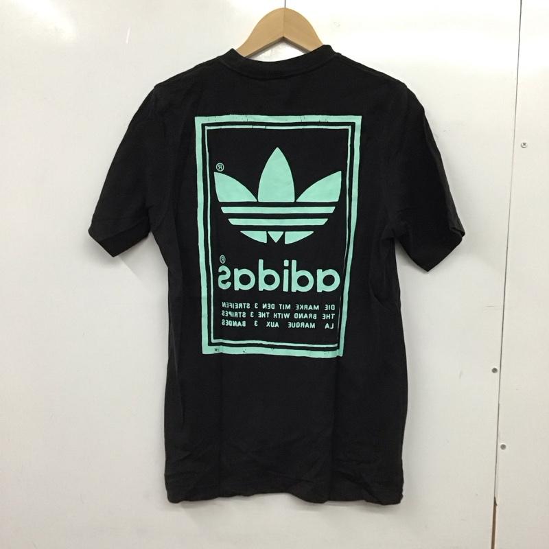 アディダス adidas Tシャツ 半袖 半袖カットソー プリントTシャツ クルーネックカットソー S プリント 黒 / ブラック / black メンズ USED 古着 中古 10152390