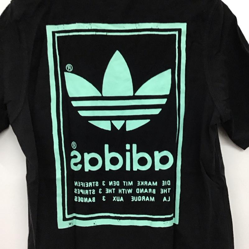 アディダス adidas Tシャツ 半袖 半袖カットソー プリントTシャツ クルーネックカットソー S プリント 黒 / ブラック / black メンズ USED 古着 中古 10152390
