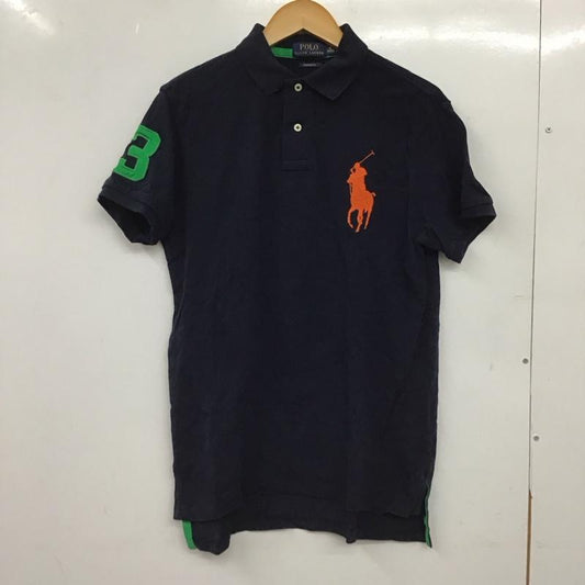 ポロラルフローレン POLO RALPH LAUREN ポロシャツ 半袖 半袖ポロシャツ カラーシャツ 半袖カットソー M ロゴ、文字 紺 / ネイビー / navy メンズ USED 古着 中古 10152392