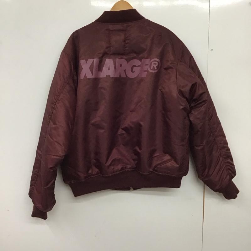 エクストララージ XLARGE ジャケット、上着 ジャンパー、ブルゾン ジップアップジャケット ナイロンジャケット アウター L ロゴ、文字 えんじ / ワインレッド / dark red メンズ USED 古着 中古 10152394