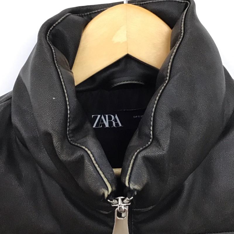 ザラ ZARA ベスト ベスト ジップアップベスト ダウンベスト ノースリーブ S 無地 ダークグレー / ダークグレー / レディース USED 古着 中古 10152396