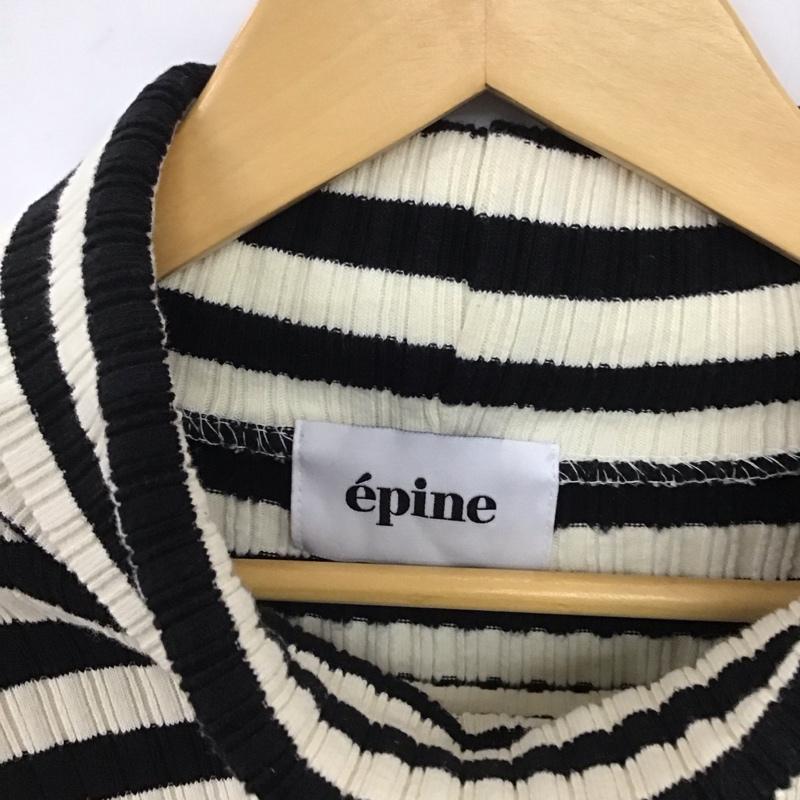 エピヌ epine ニット、セーター 長袖 長袖ニットカットソー タートルネック セーター ボーダー柄 白 / ホワイト / white X 黒 / ブラック / black レディース USED 古着 中古 10152398