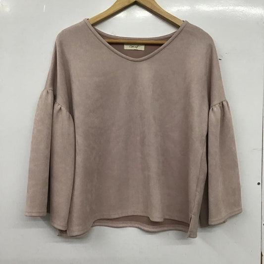 セポ cepo カットソー 長袖 長袖カットソー 無地カットソー ワイドネック フレア袖 M 無地 桃 / ピンク / pink レディース USED 古着 中古 10152399