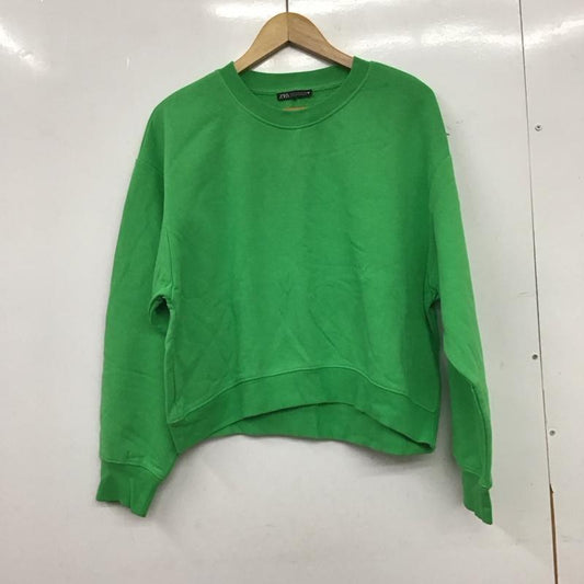 ザラ ZARA トレーナー 長袖 長袖トレーナー スウェット クルーネック プルオーバー L 無地 緑 / グリーン / green レディース USED 古着 中古 10152401