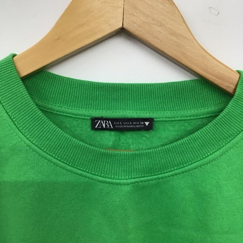 ザラ ZARA トレーナー 長袖 長袖トレーナー スウェット クルーネック プルオーバー L 無地 緑 / グリーン / green レディース USED 古着 中古 10152401