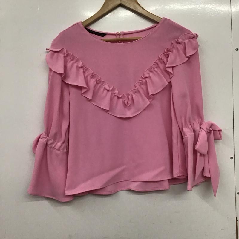 ザラベーシック ZARA BASIC カットソー 長袖 長袖カットソー 無地カットソー フレア袖 S 無地 桃 / ピンク / pink レディース USED 古着 中古 10152415