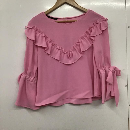 ザラベーシック ZARA BASIC カットソー 長袖 長袖カットソー 無地カットソー フレア袖 S 無地 桃 / ピンク / pink レディース USED 古着 中古 10152415