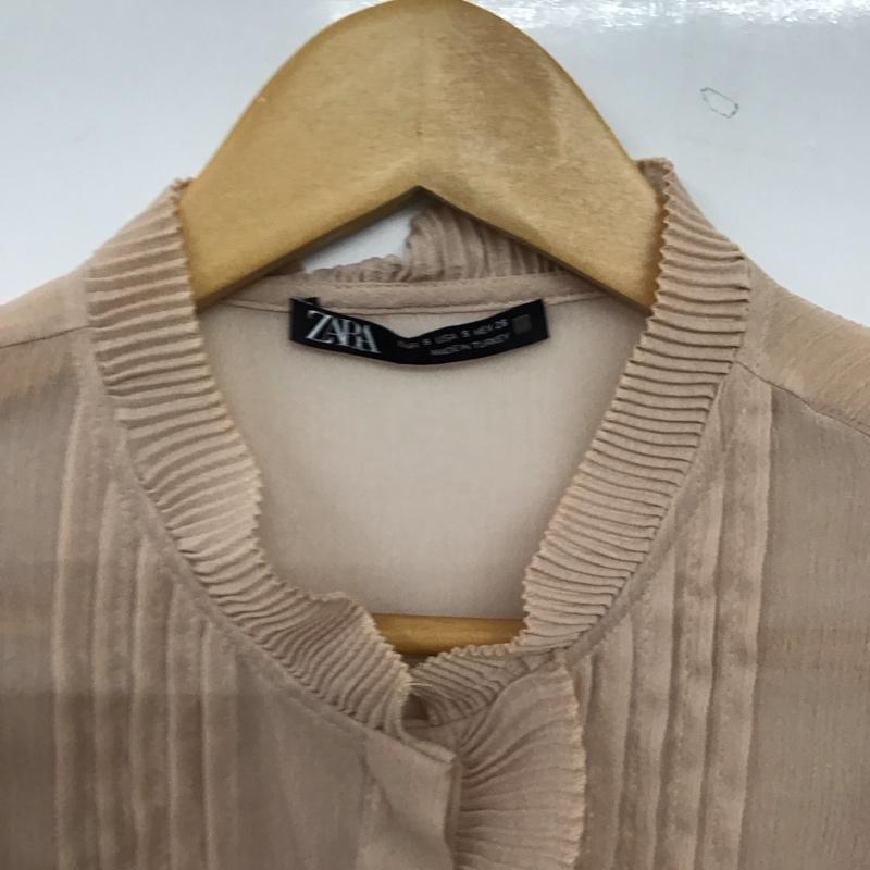 ザラ ZARA カットソー 半袖 ノースリーブシャツ ノーカラーシャツ S 無地 ベージュ / ベージュ / beige レディース USED 古着 中古 10152418