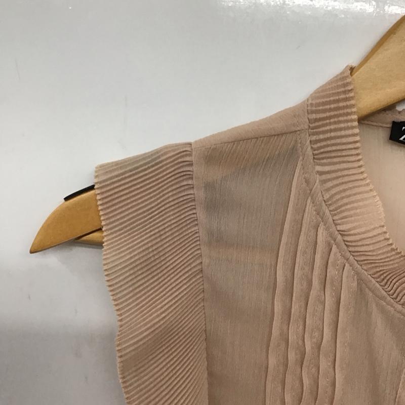 ザラ ZARA カットソー 半袖 ノースリーブシャツ ノーカラーシャツ S 無地 ベージュ / ベージュ / beige レディース USED 古着 中古 10152418