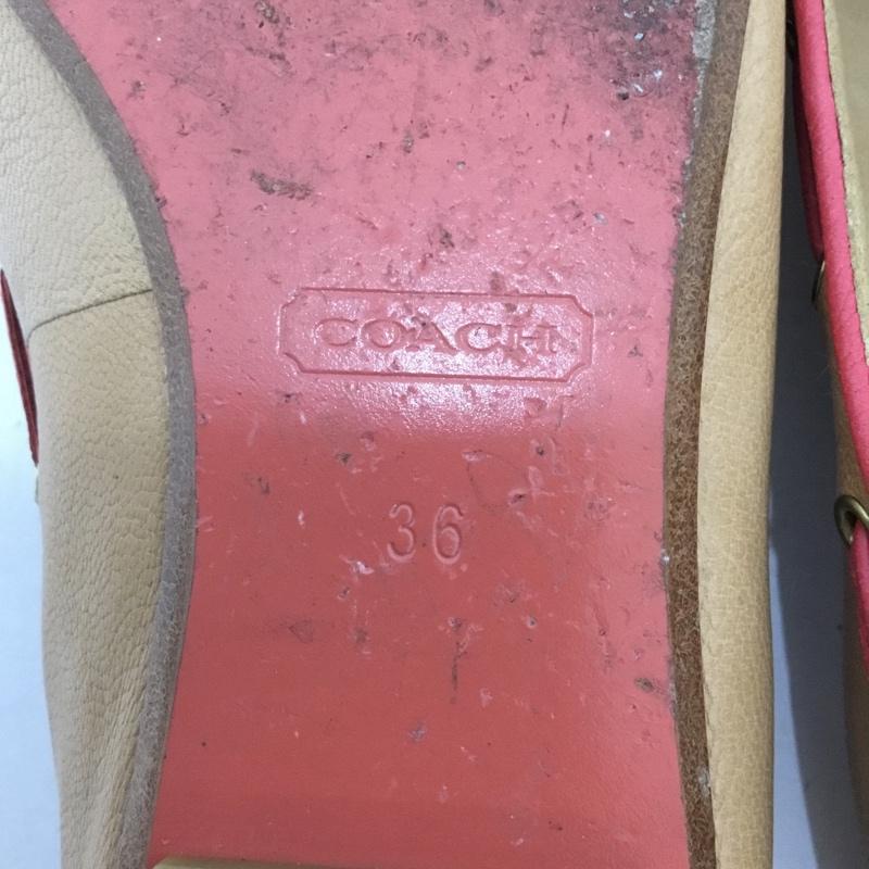 コーチ COACH パンプス パンプス タッセル 箱有 36 無地 ベージュ / ベージュ / beige X 桃 / ピンク / pink レディース USED 古着 中古 10152421