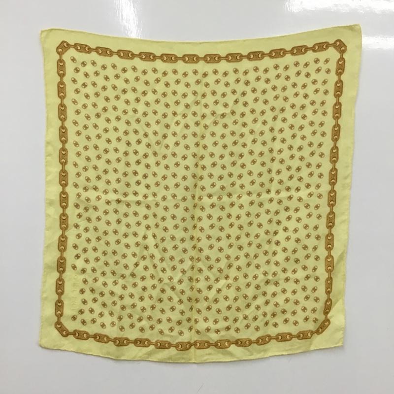 セリーヌ CELINE ファッション小物 スカーフ、ポケットチーフ チェーンモチーフ 大判 総柄 黄 / イエロー / yellow レディース USED 古着 中古 10152432