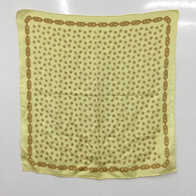 セリーヌ CELINE ファッション小物 スカーフ、ポケットチーフ チェーンモチーフ 大判 総柄 黄 / イエロー / yellow レディース USED 古着 中古 10152432