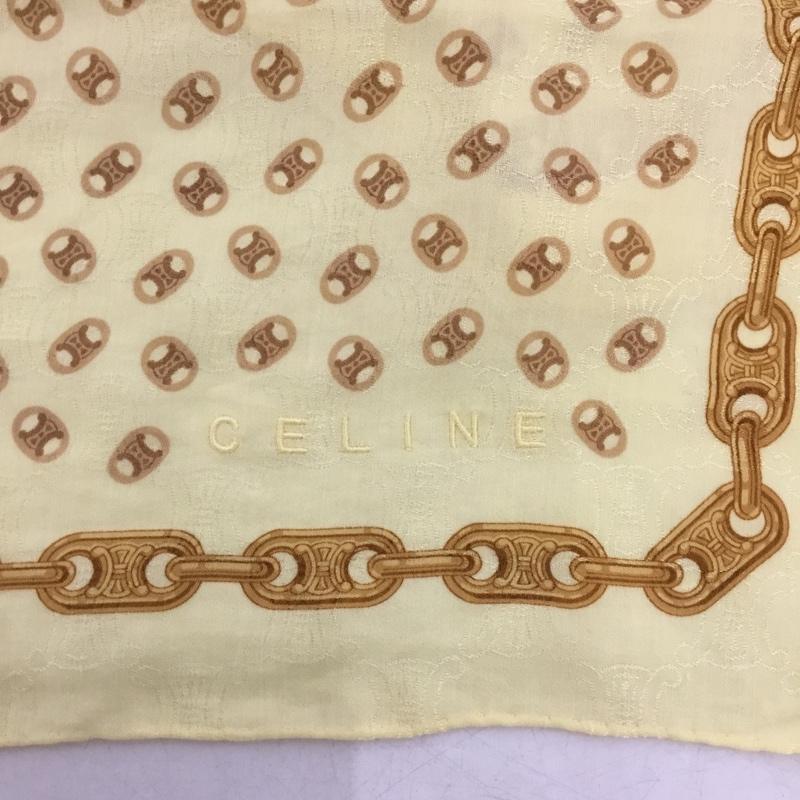 セリーヌ CELINE ファッション小物 スカーフ、ポケットチーフ チェーンモチーフ 大判 総柄 黄 / イエロー / yellow レディース USED 古着 中古 10152432