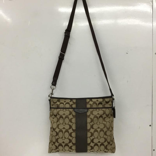 コーチ COACH ショルダーバッグ ショルダーバッグ F28502 シグネチャー ロゴ、文字 ベージュ / ベージュ / beige X 茶 / ブラウン / brown レディース USED 古着 中古 10152449
