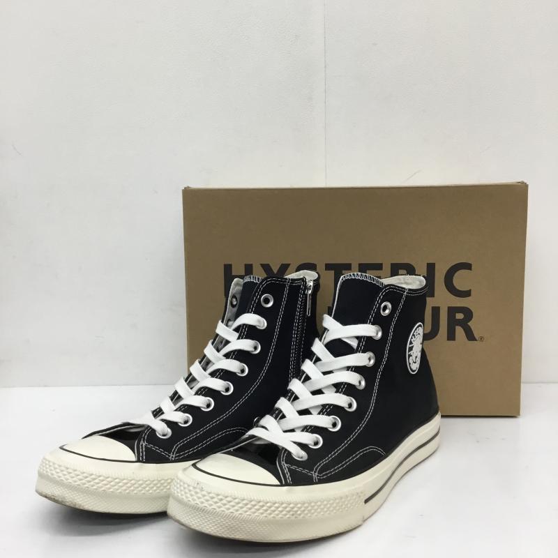 ヒステリックグラマー HYSTERIC GLAMOUR スニーカー スニーカー サイドジップ　ハイカットスニーカー 27.0cm ロゴ、文字 白 / ホワイト / white X 黒 / ブラック / black メンズ USED 古着 中古 10152451
