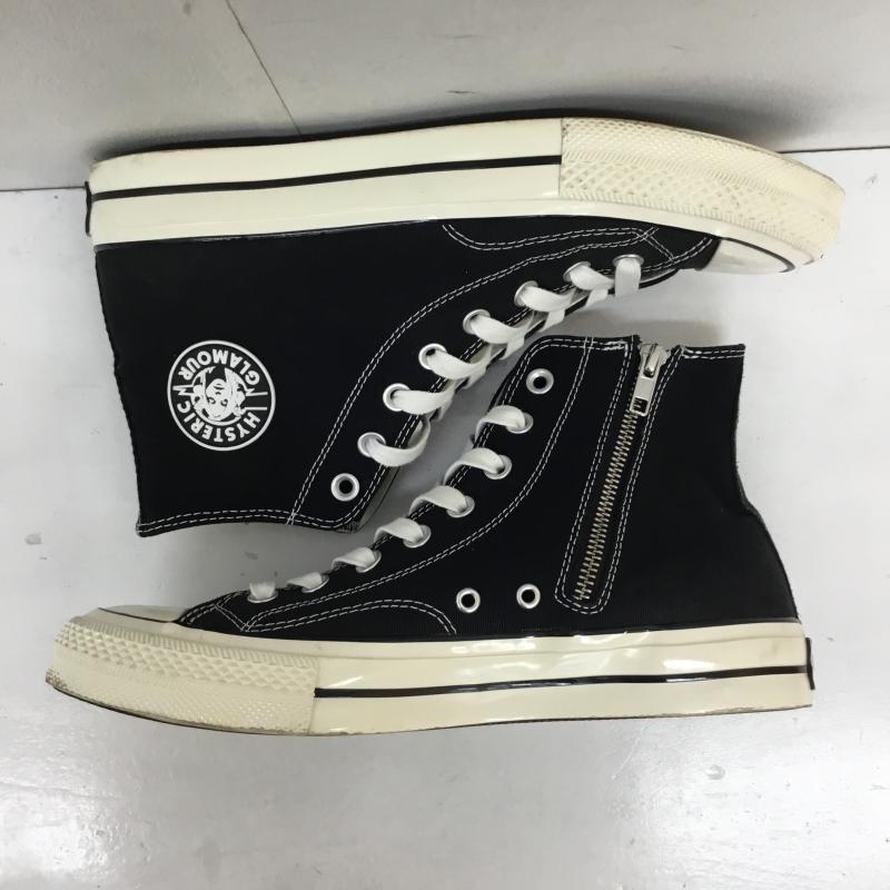ヒステリックグラマー HYSTERIC GLAMOUR スニーカー スニーカー サイドジップ　ハイカットスニーカー 27.0cm ロゴ、文字 白 / ホワイト / white X 黒 / ブラック / black メンズ USED 古着 中古 10152451