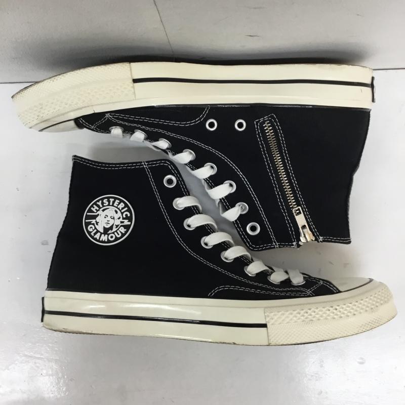 ヒステリックグラマー HYSTERIC GLAMOUR スニーカー スニーカー サイドジップ　ハイカットスニーカー 27.0cm ロゴ、文字 白 / ホワイト / white X 黒 / ブラック / black メンズ USED 古着 中古 10152451