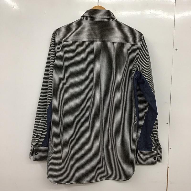 ダッピーズ DUPPIES シャツ、ブラウス 長袖 長袖シャツ ストライプシャツ カラーシャツ 42 ストライプ 白 / ホワイト / white X 黒 / ブラック / black X インディゴ / インディゴ / Indigo メンズ USED 古着 中古 10152475