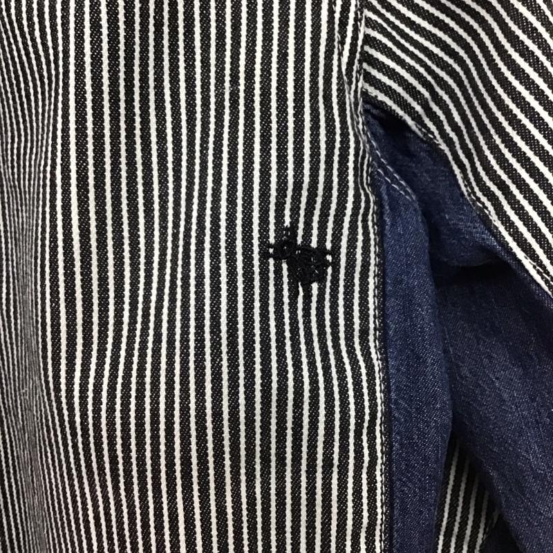 ダッピーズ DUPPIES シャツ、ブラウス 長袖 長袖シャツ ストライプシャツ カラーシャツ 42 ストライプ 白 / ホワイト / white X 黒 / ブラック / black X インディゴ / インディゴ / Indigo メンズ USED 古着 中古 10152475