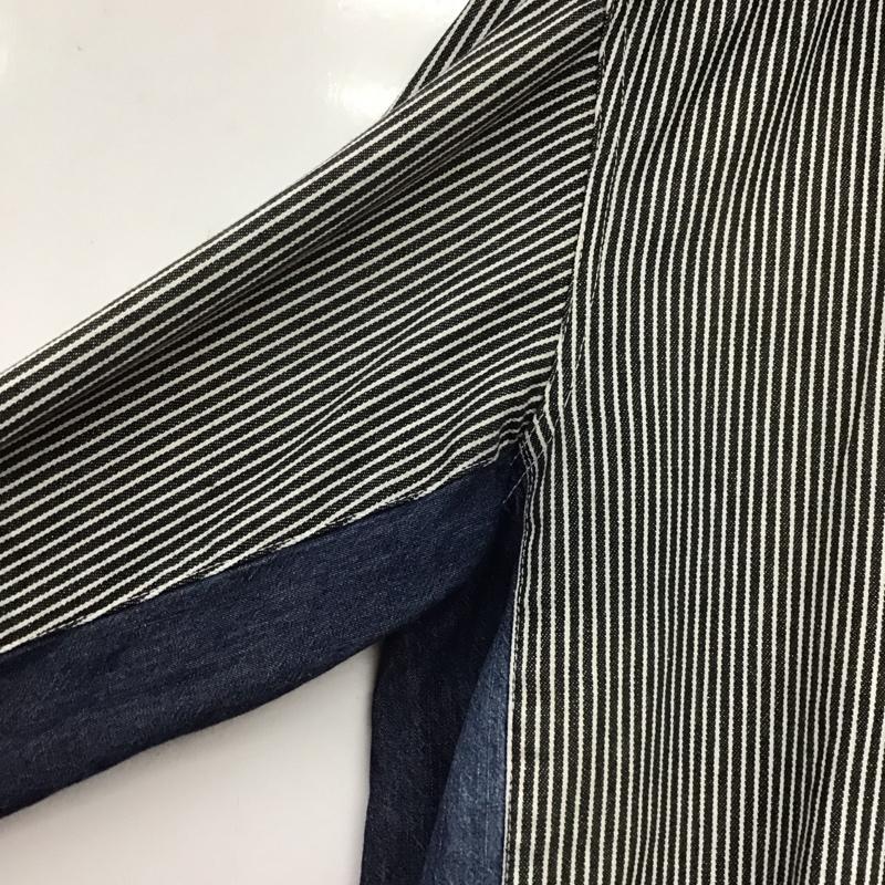 ダッピーズ DUPPIES シャツ、ブラウス 長袖 長袖シャツ ストライプシャツ カラーシャツ 42 ストライプ 白 / ホワイト / white X 黒 / ブラック / black X インディゴ / インディゴ / Indigo メンズ USED 古着 中古 10152475