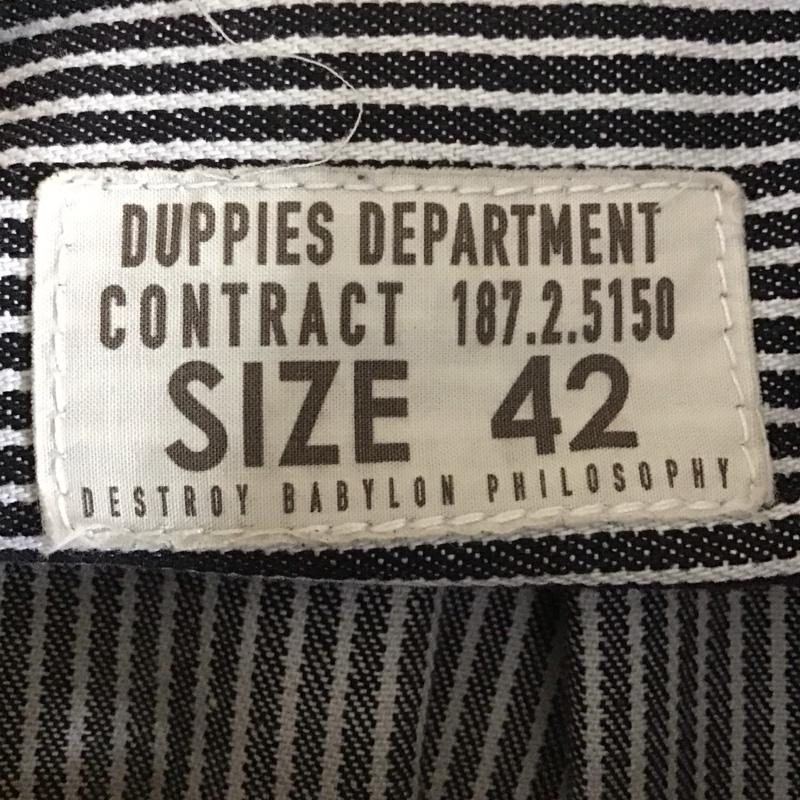 ダッピーズ DUPPIES シャツ、ブラウス 長袖 長袖シャツ ストライプシャツ カラーシャツ 42 ストライプ 白 / ホワイト / white X 黒 / ブラック / black X インディゴ / インディゴ / Indigo メンズ USED 古着 中古 10152475
