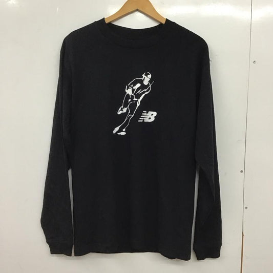 ニューバランス New Balance カットソー 長袖 長袖カットソー プリントカットソー クルーネック M プリント 黒 / ブラック / black メンズ USED 古着 中古 10152494