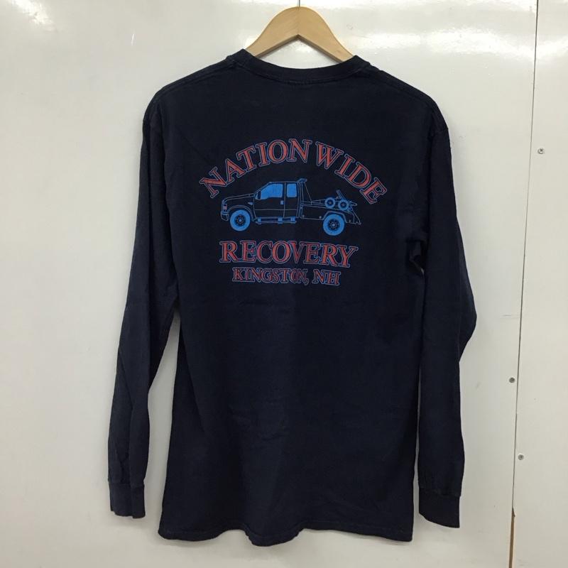 ギルダン GILDAN カットソー 長袖 長袖カットソー プリントカットソー クルーネック M ロゴ、文字 紺 / ネイビー / navy メンズ USED 古着 中古 10152501