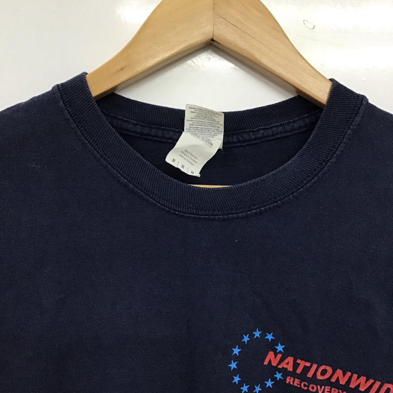 ギルダン GILDAN カットソー 長袖 長袖カットソー プリントカットソー クルーネック M ロゴ、文字 紺 / ネイビー / navy メンズ USED 古着 中古 10152501