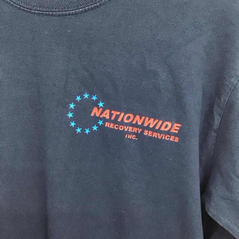 ギルダン GILDAN カットソー 長袖 長袖カットソー プリントカットソー クルーネック M ロゴ、文字 紺 / ネイビー / navy メンズ USED 古着 中古 10152501