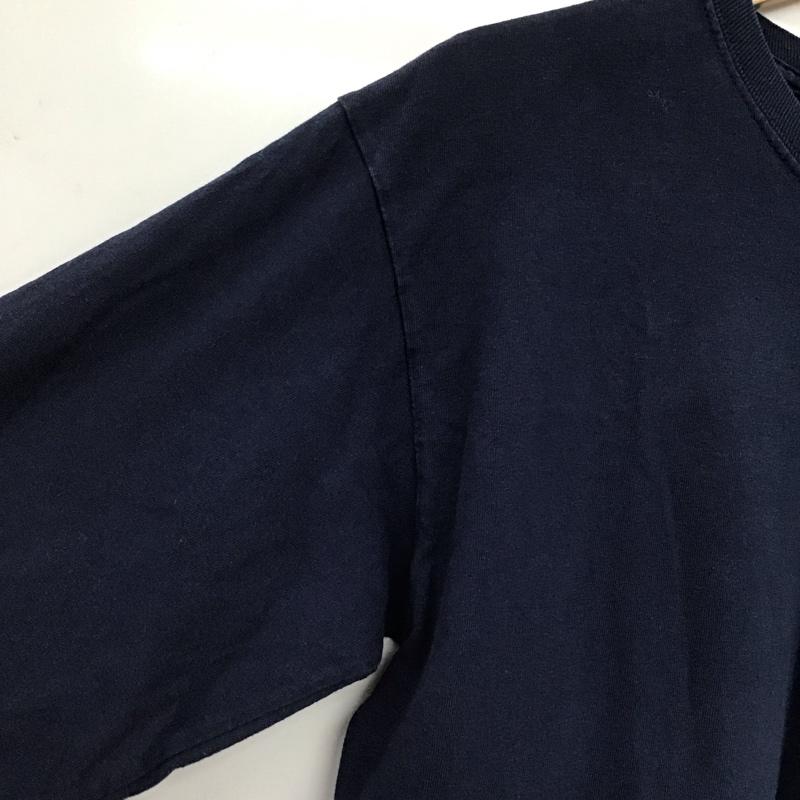 ギルダン GILDAN カットソー 長袖 長袖カットソー プリントカットソー クルーネック M ロゴ、文字 紺 / ネイビー / navy メンズ USED 古着 中古 10152501