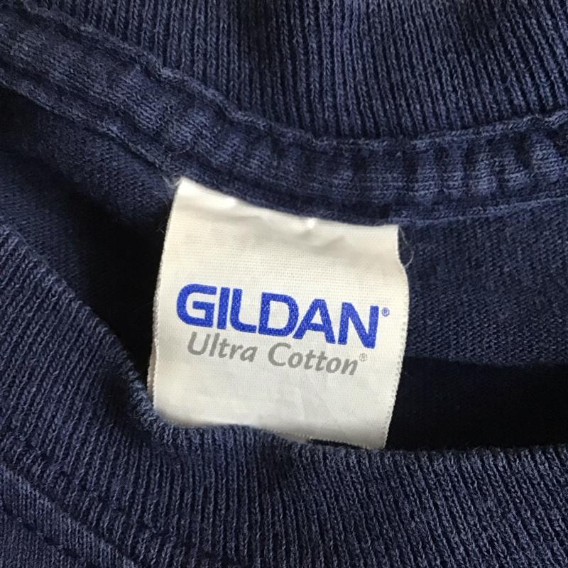 ギルダン GILDAN カットソー 長袖 長袖カットソー プリントカットソー クルーネック M ロゴ、文字 紺 / ネイビー / navy メンズ USED 古着 中古 10152501