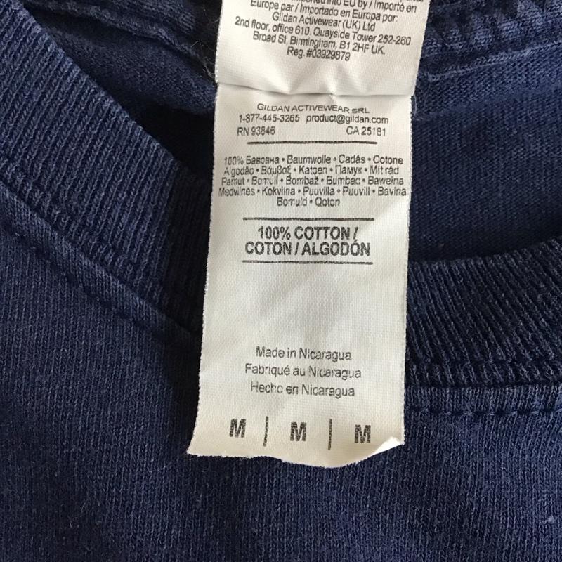 ギルダン GILDAN カットソー 長袖 長袖カットソー プリントカットソー クルーネック M ロゴ、文字 紺 / ネイビー / navy メンズ USED 古着 中古 10152501