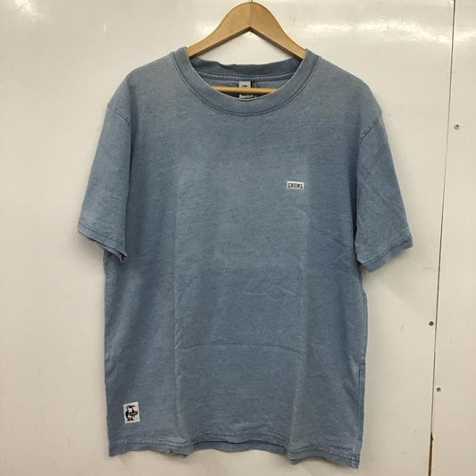 チャムス CHUMS Tシャツ 半袖 半袖カットソー プリントTシャツ クルーネックカットソー L ロゴ、文字 水色 / ライトブルー / メンズ USED 古着 中古 10152502