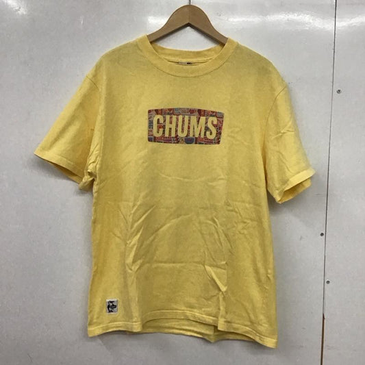 チャムス CHUMS Tシャツ 半袖 半袖カットソー プリントTシャツ クルーネックカットソー XL ロゴ、文字 黄 / イエロー / yellow メンズ USED 古着 中古 10152503