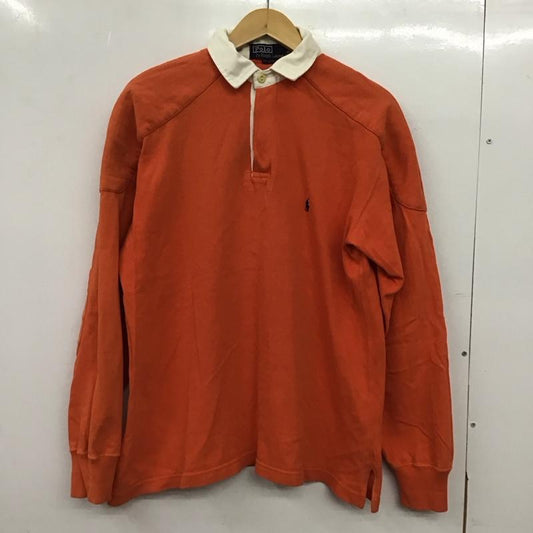 ポロバイラルフローレン Polo by RALPH LAUREN ポロシャツ 長袖 長袖ポロシャツ 長袖カットソー カラーシャツ M ロゴ、文字 橙 / オレンジ / orange メンズ USED 古着 中古 10152508