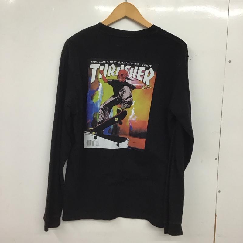 スラッシャー THRASHER カットソー 長袖 半袖カットソー プリントTシャツ クルーネックカットソー M ロゴ、文字 黒 / ブラック / black メンズ USED 古着 中古 10152513