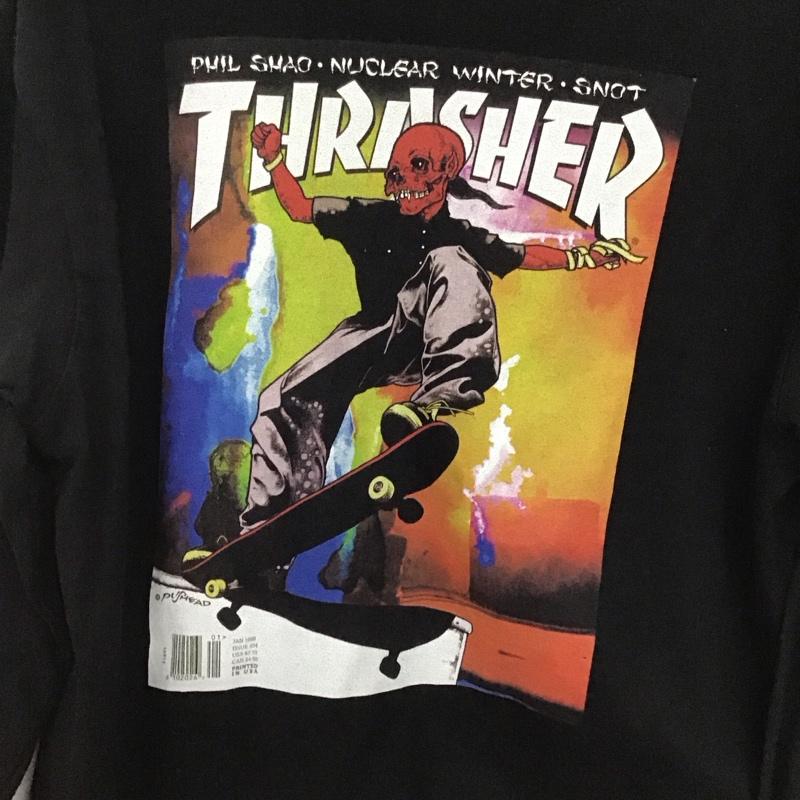 スラッシャー THRASHER カットソー 長袖 半袖カットソー プリントTシャツ クルーネックカットソー M ロゴ、文字 黒 / ブラック / black メンズ USED 古着 中古 10152513
