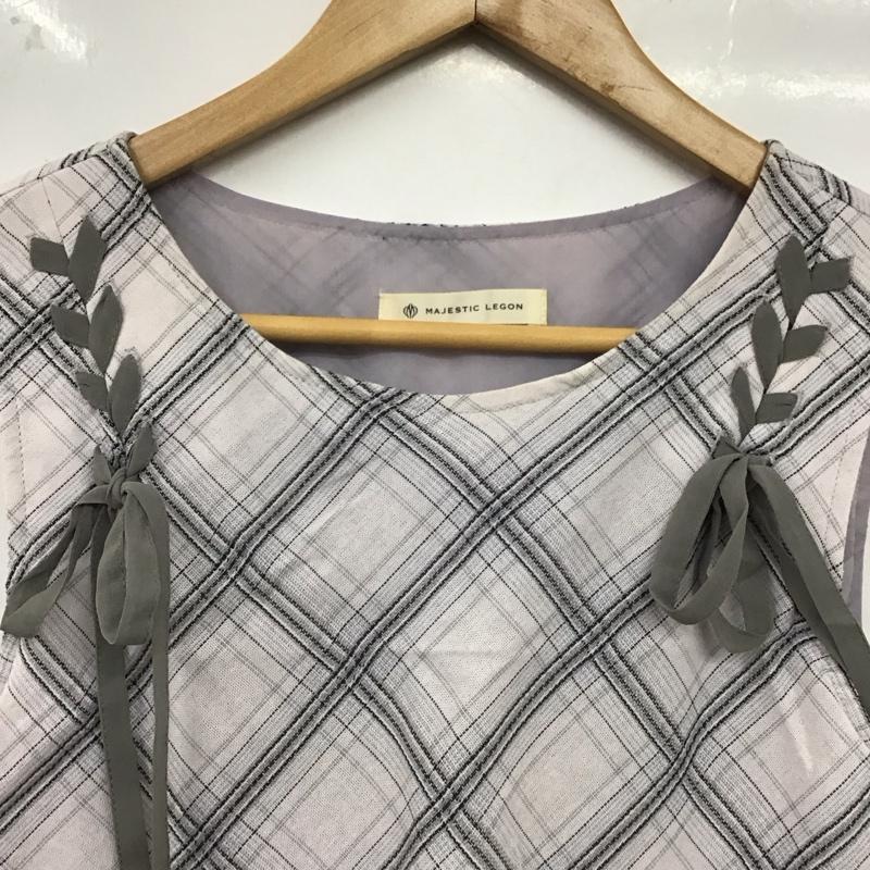 マジェスティックレゴン MAJESTIC LEGON ワンピース ロングスカート ロングワンピース ノースリーブロングワンピース M チェック 灰 / グレー / gray レディース USED 古着 中古 10152521
