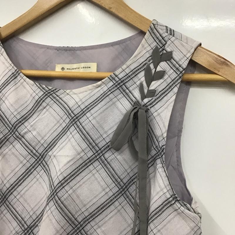 マジェスティックレゴン MAJESTIC LEGON ワンピース ロングスカート ロングワンピース ノースリーブロングワンピース M チェック 灰 / グレー / gray レディース USED 古着 中古 10152521