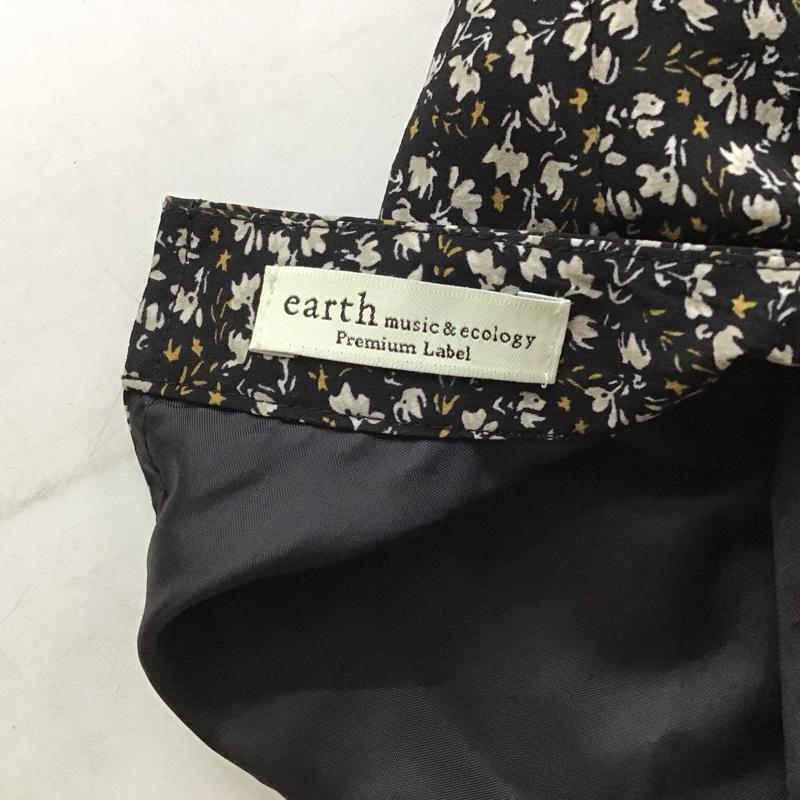アースミュージックアンドエコロジー earth music&ecology ワンピース ロングスカート 長袖ロングワンピース フレアスカート FREE プリント 黒 / ブラック / black レディース USED 古着 中古 10152522
