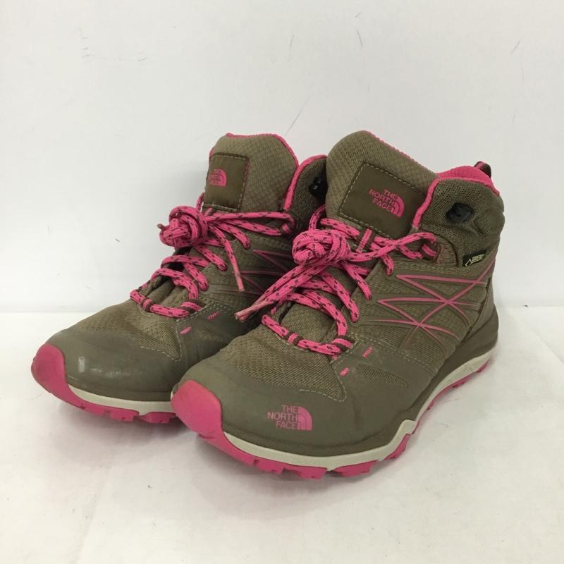 ザノースフェイス THE NORTH FACE アウトドアシューズ アウトドアシューズ 638874 トレッキングシューズ GORE-TEX 24.5cm 24.5cm ロゴ、文字 茶 / ブラウン / brown X 桃 / ピンク / pink レディース USED 古着 中古 10152533