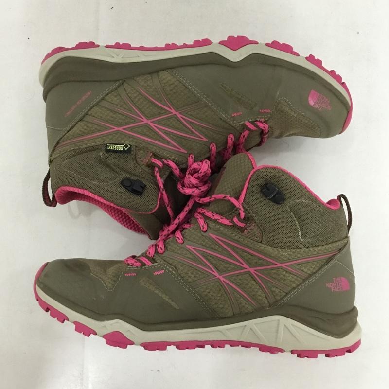 ザノースフェイス THE NORTH FACE アウトドアシューズ アウトドアシューズ 638874 トレッキングシューズ GORE-TEX 24.5cm 24.5cm ロゴ、文字 茶 / ブラウン / brown X 桃 / ピンク / pink レディース USED 古着 中古 10152533